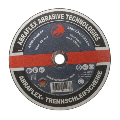 Круг отрезной Abraflex 230x2,5x22,23 A-30R INOX BF (нерж) Круг отрезной Abraflex 230x2,5x22,23 A-30R INOX BF (нерж)
