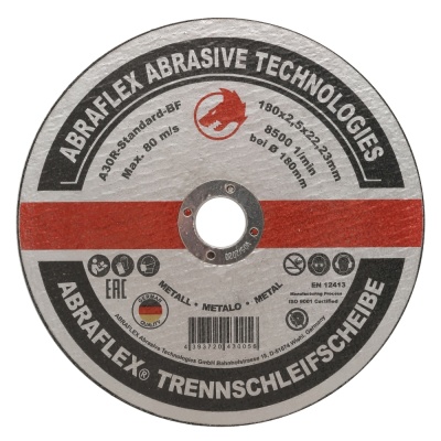 Круг отрезной Abraflex 180x2,5x22,23 A-30 Standard BF (металл) Круг отрезной Abraflex 180x2,5x22,23 A-30 Standard BF (металл)