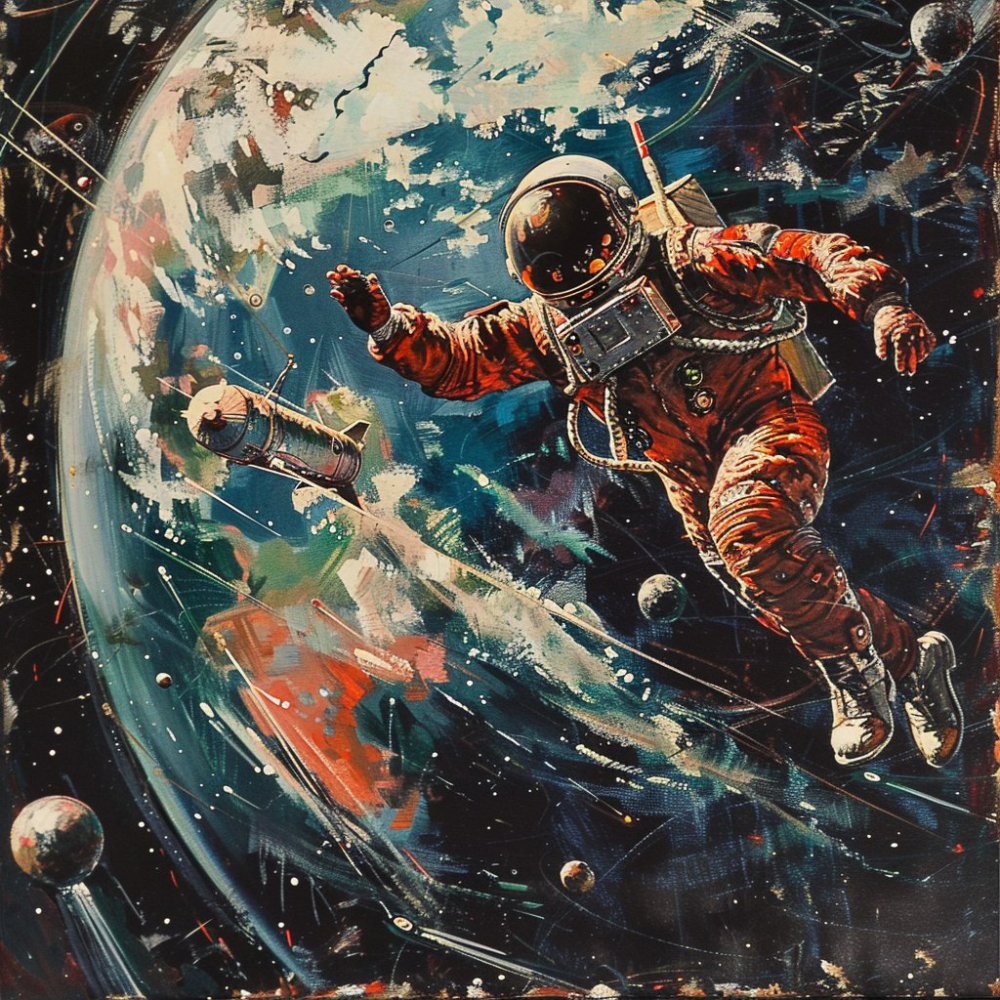 Космонавт в открытом космосе Космонавт в открытом космосе