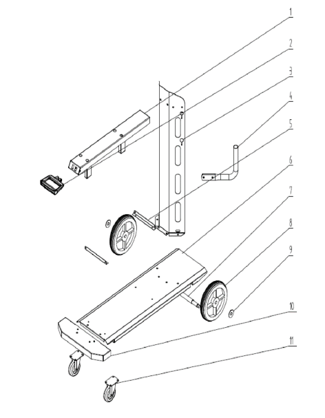 Транспортная тележка HUGONG для сварочного аппарата SUPERWAVE 500U Транспортная тележка HUGONG для сварочного аппарата SUPERWAVE 500U