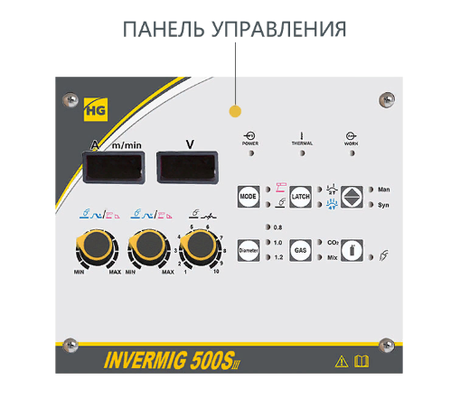 Панель управления HUGONG INVERMIG 500S III (открытый подающий) Панель управления HUGONG INVERMIG 500S III (открытый подающий)