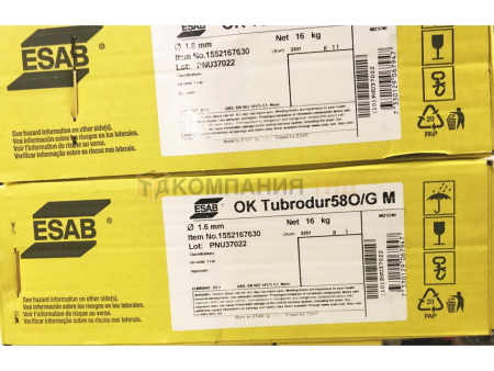 Порошковая проволока ESAB OK Tubrodur 58 O/G M (OK Tubrodur 15.52) для наплавки слоёв с особыми свойствами Проволока порошковая ESAB OK Tubrodur 58 O/G M (OK Tubrodur 15.52)