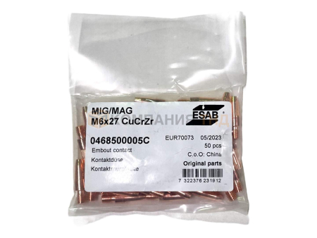 Наконечник контактный ESAB 1.0мм М6 Наконечник контактный ESAB Contact tip CuCrZr 1.0мм M6x27