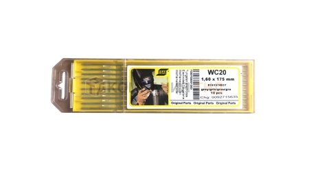 Электроды вольфрамовые ESAB Tungsten WC20 ф 1,6 мм х 175 мм (10шт.) (0151574037)