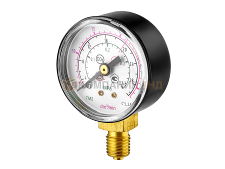 Манометр Сварог ТМ-210Р.00 0,4 МПа 0-30/0-32 л/мин M12х1,5.2,5, CO2/Ar, углекислота/аргон (95829)