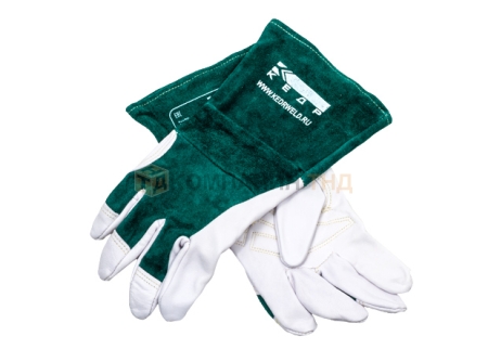 Перчатки сварочные КЕДР КС-18 УНИВЕРСАЛ TIG, (M), бело-зеленые (8007529)
