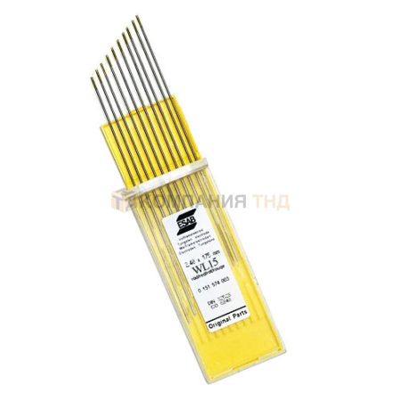 Электроды вольфрамовые ESAB Tungsten WL15 Gold ф 1,0 мм х 175 мм (10шт.) (0151574050)