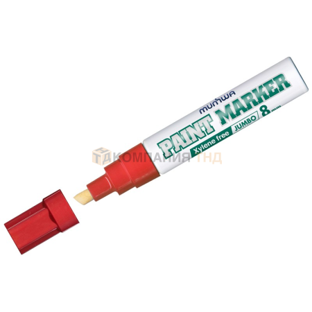 Маркер-краска MunHwa Jumbo Chisel красная, 8мм, нитро-основа, JPM-03 (233753)